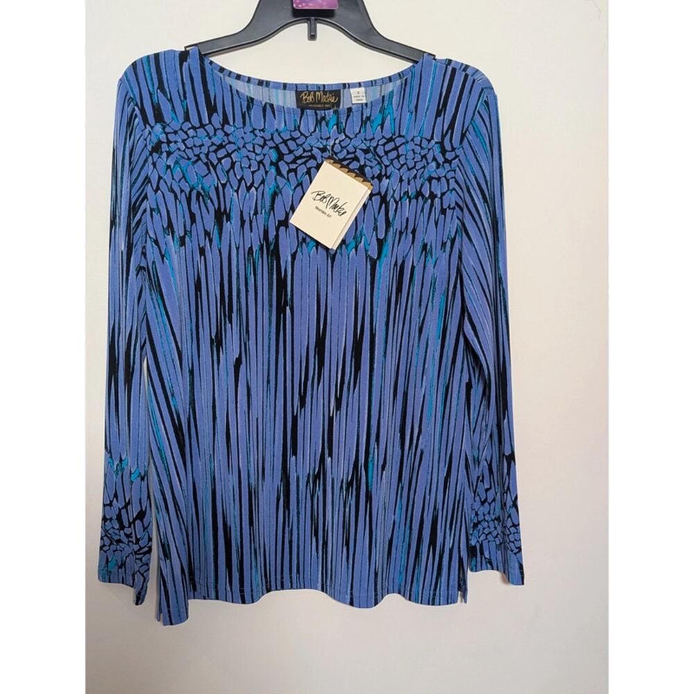 Bob Mackie Wearable Art Abstract Print  Size Small Purple Blue Long Sleeve
